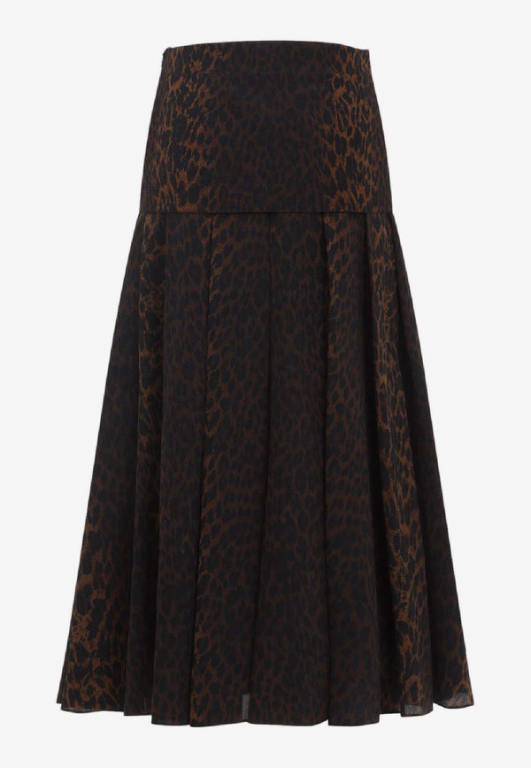 Animalier-Printed Midi Skirt