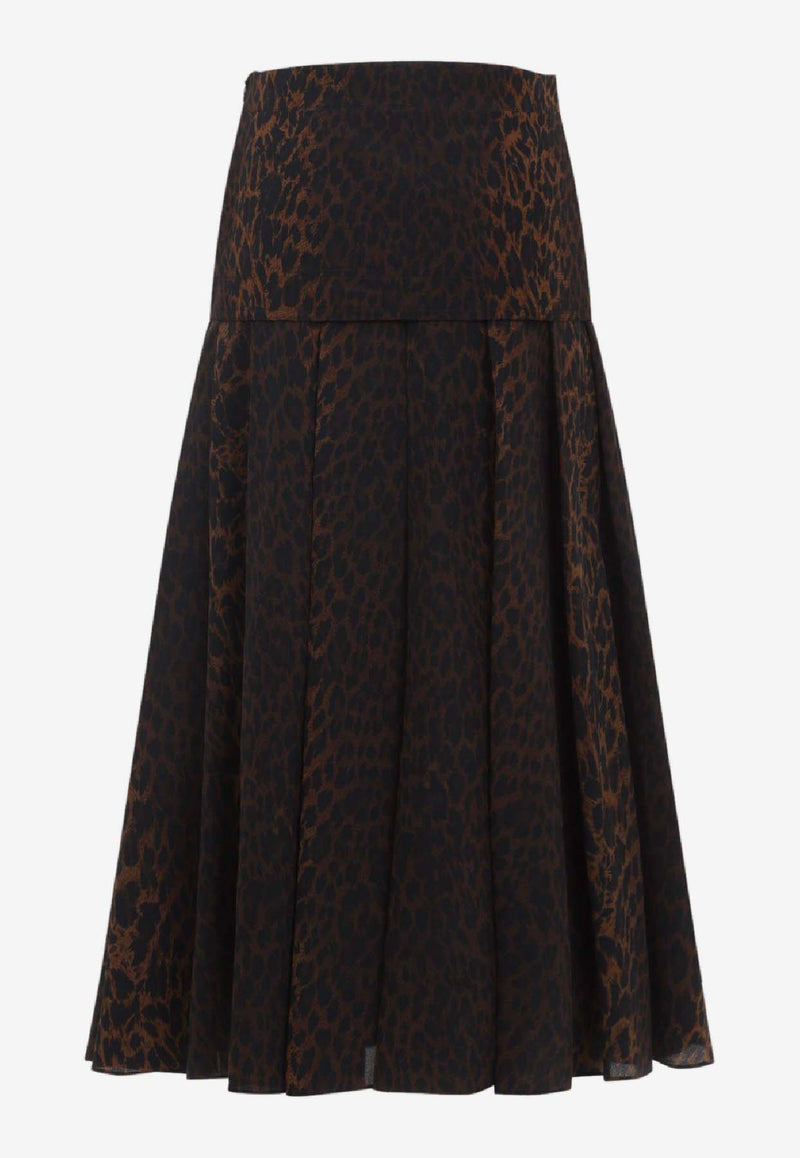 Animalier-Printed Midi Skirt