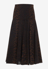 Animalier-Printed Midi Skirt