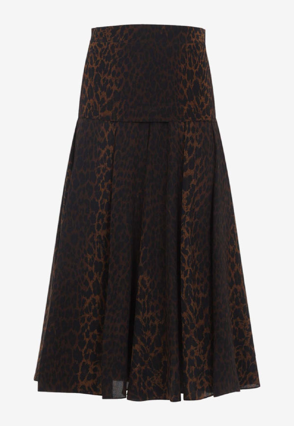 Animalier-Printed Midi Skirt