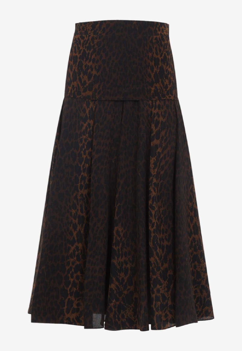 Animalier-Printed Midi Skirt