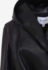 Leather Hooded Biker Jacket