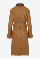 Leather Paneled Coat with Belt