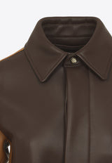 Colorblocked Leather Belted Coat