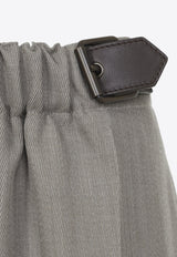 Mid-Rise Belted Tailored Pants