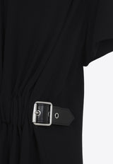 Gathered Midi Dress with Belt