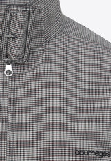 Houndstooth Zip-Up Jacket