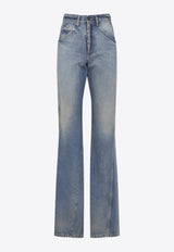 Straight-Leg Faded Jeans