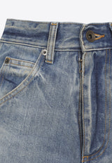 Flared-Leg Overwashed Jeans