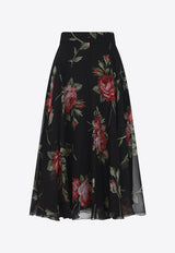 Floral Chiffon Midi Skirt