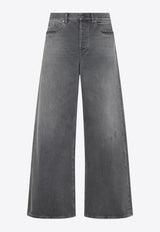 Wide-Leg Faded Jeans