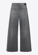 Wide-Leg Faded Jeans