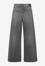 Wide-Leg Faded Jeans