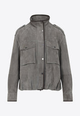 High-Neck Suede Jacket