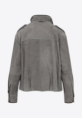 High-Neck Suede Jacket