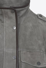 High-Neck Suede Jacket