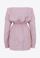 Off-Shoulder Striped Mini Dress