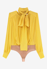 Draped Silk Bodysuit