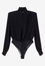 Draped Silk Bodysuit