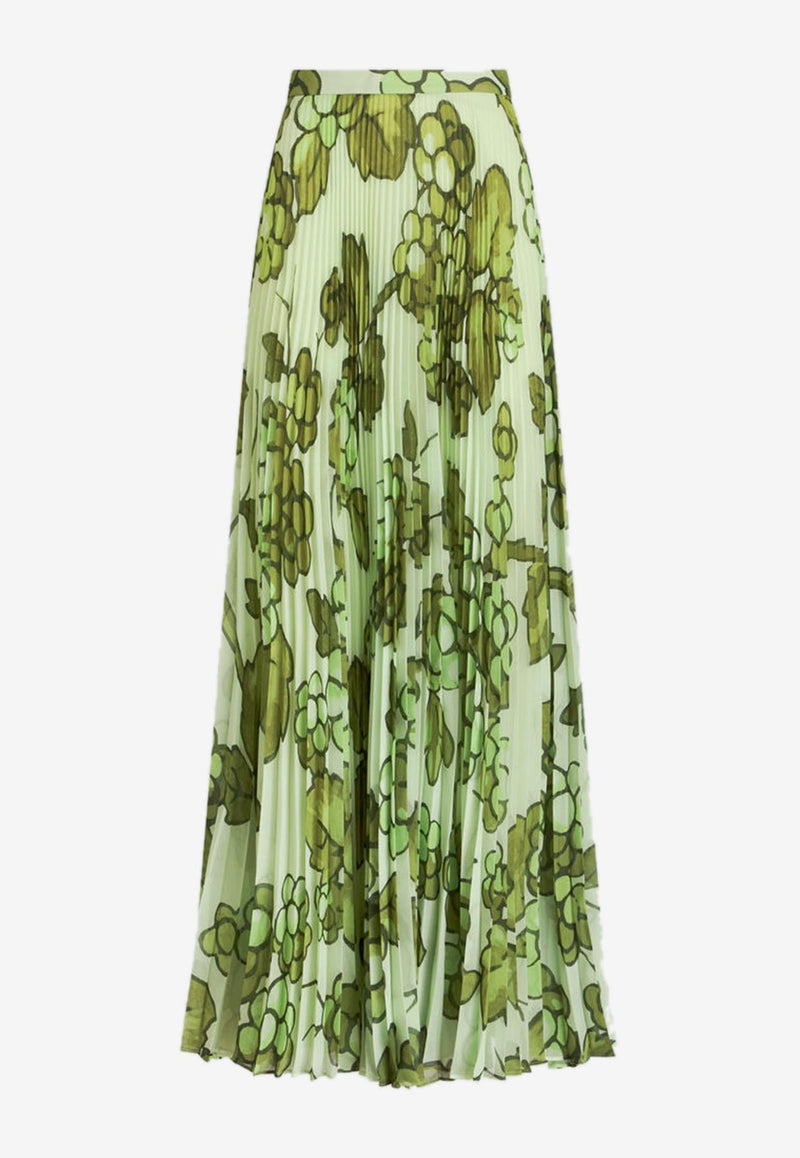 Etro Berry Print Pleated Maxi Skirt 18207-5147 0500 Green