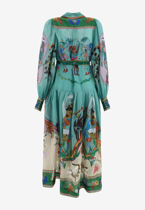 ALÉMAIS Evergreen Printed Midi Shirt Dress 1820DMULTICOLOUR
