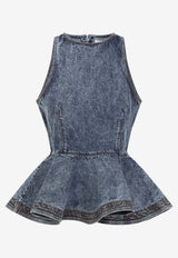 Peplum Denim Sleeveless Top