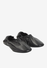 Leather Ballet Flats with Logo-Stamp