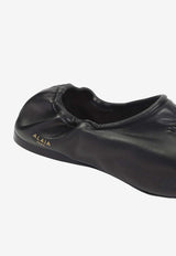 Leather Ballet Flats with Logo-Stamp
