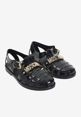 Strapy Flat Sandals with Metal-Logo