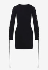 Lace-Up Sleeves Mini Dress