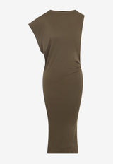 Asymmetric Draped Midi Dress