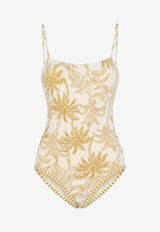 Tropical Print One-Piece Swimsuit