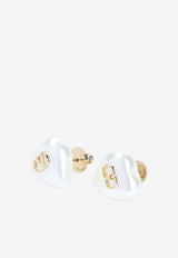 VLogo Heart-Shaped Pearl Earrings