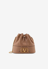 Mini Logo-Plaque Leather Bucket Bag