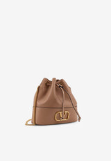 Mini Logo-Plaque Leather Bucket Bag