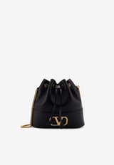 Mini Logo-Plaque Leather Bucket Bag