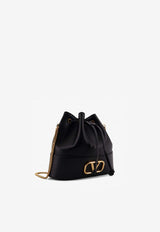 Mini Logo-Plaque Leather Bucket Bag