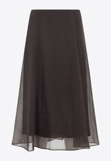 A-line Silk Midi Skirt