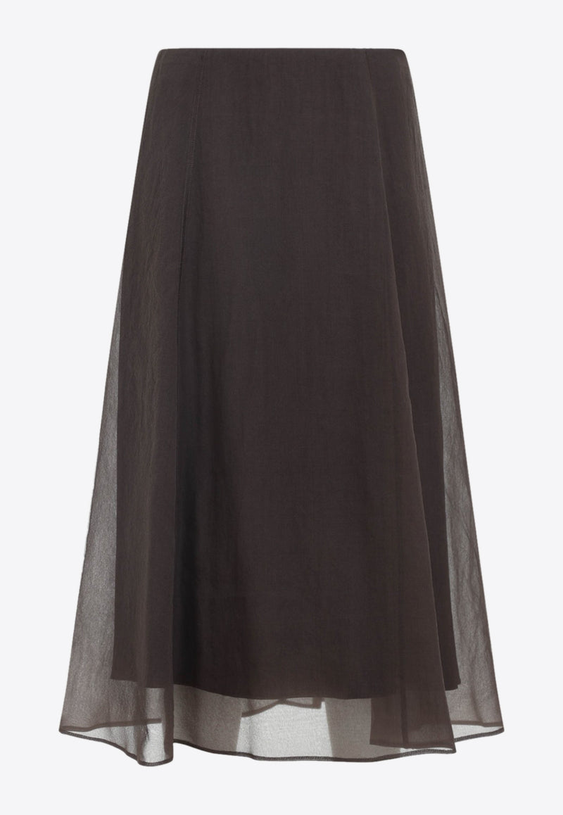 A-line Silk Midi Skirt