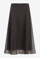 A-line Silk Midi Skirt
