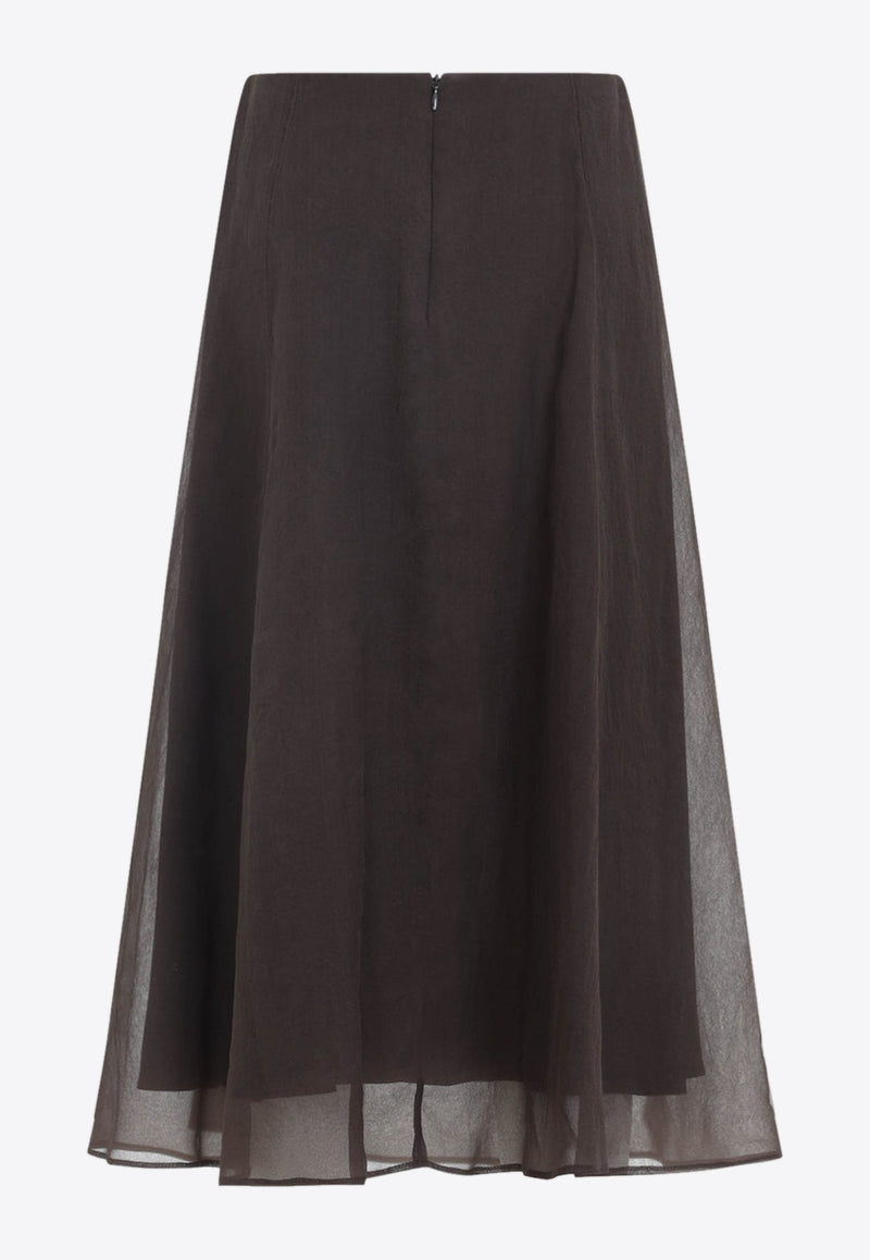 A-line Silk Midi Skirt