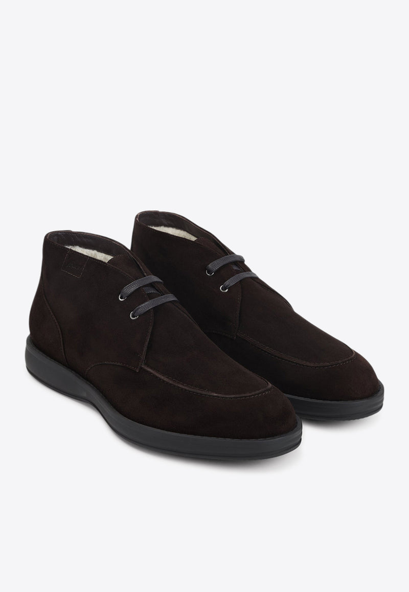 Low Leather Lace-Up Boots