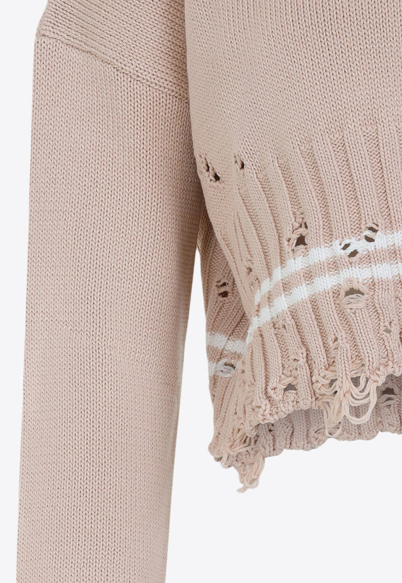 Distressed Cropped Knitted Sweater