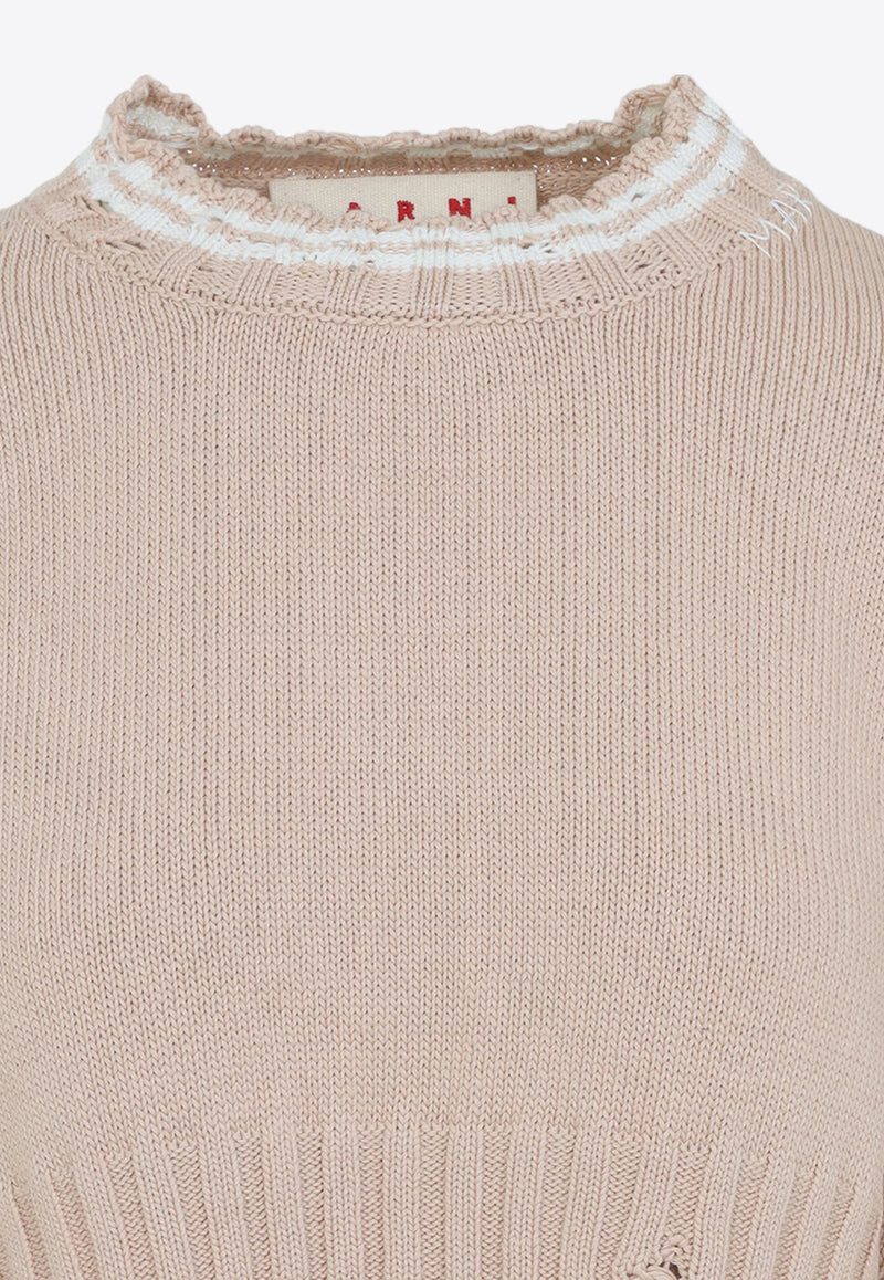Distressed Cropped Knitted Sweater