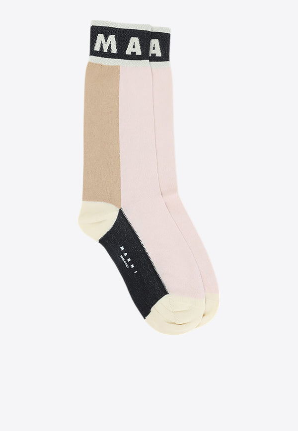Color-Block Logo Socks