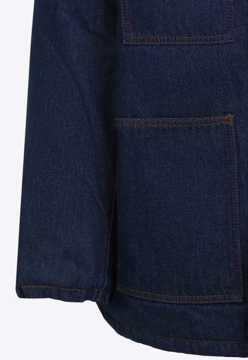 Corduroy-Collar Padded Worker Jacket