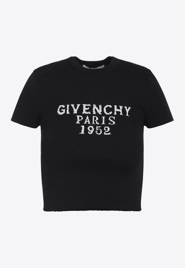 Short-Sleeved Knitted Cropped Top