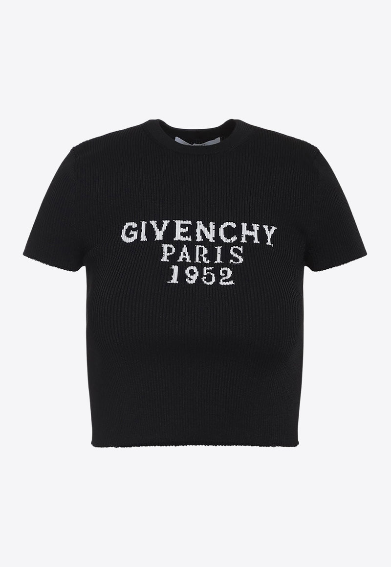 Short-Sleeved Knitted Cropped Top