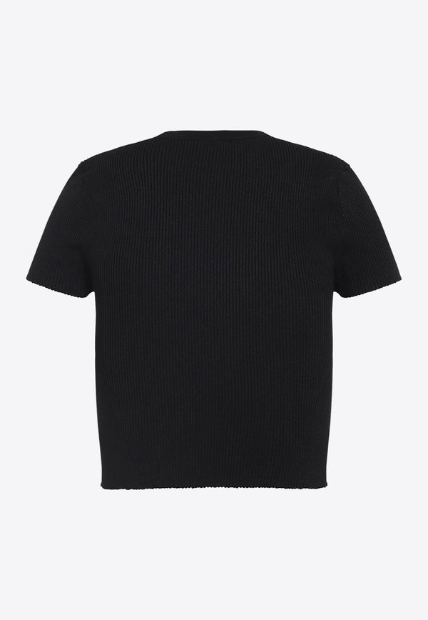 Short-Sleeved Knitted Cropped Top