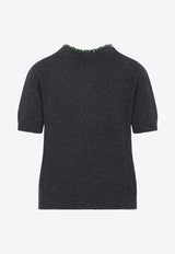 Embellished Cashmere and Wool Knit Top